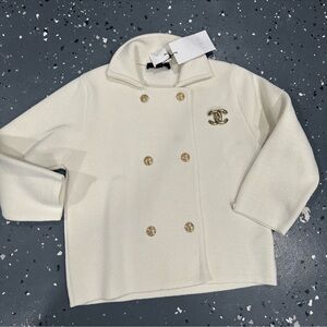 Zara Cream Double-Breasted Blazer with Gold Buttons